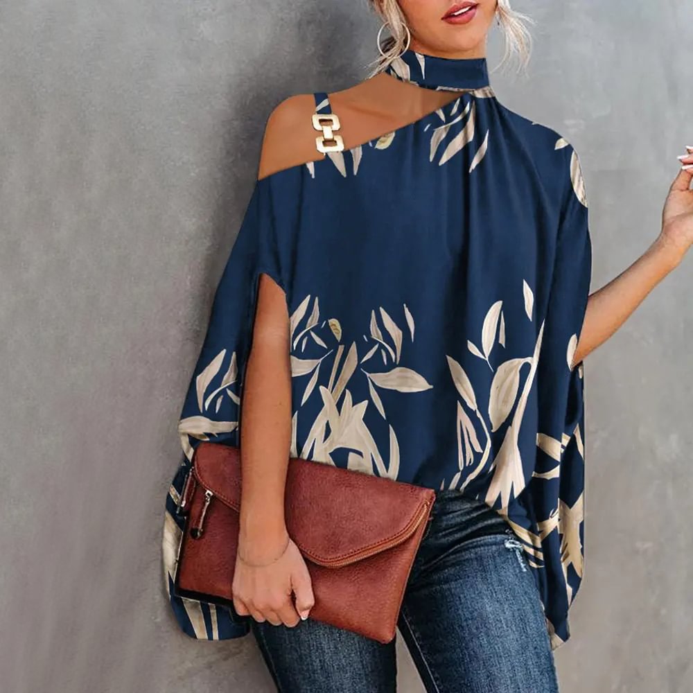 Sleek Off Shoulder Printed Doll Sleeve Blouse