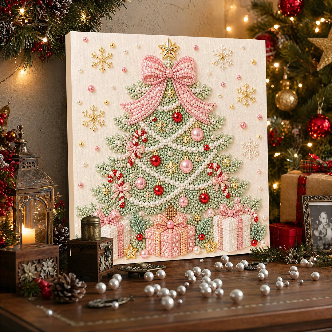 Framed Pearl Painting Kit Christmas Tree Decor 7.87x7.87in
