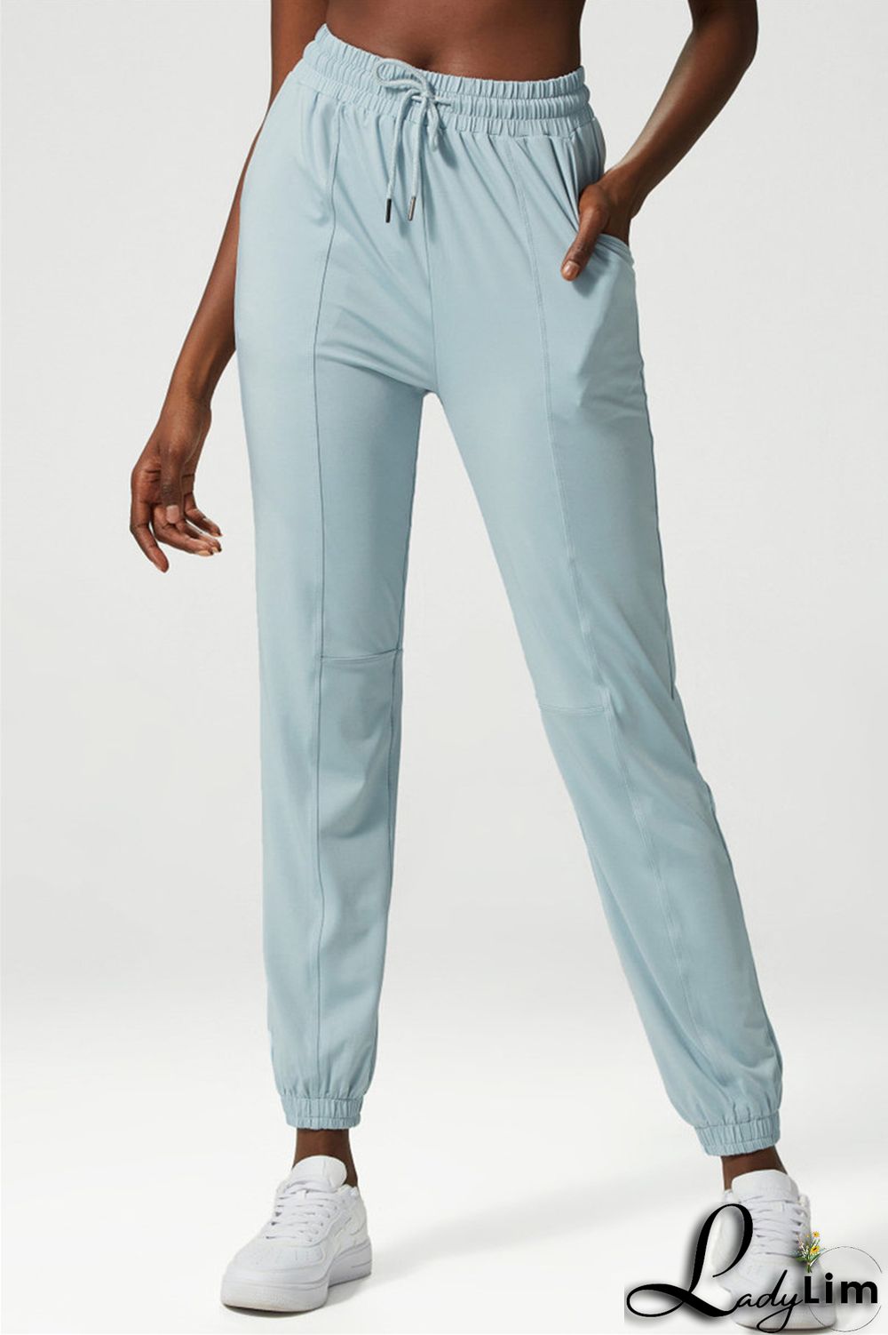 Apricot Casual Sportswear Solid Patchwork Regular High Waist Trousers