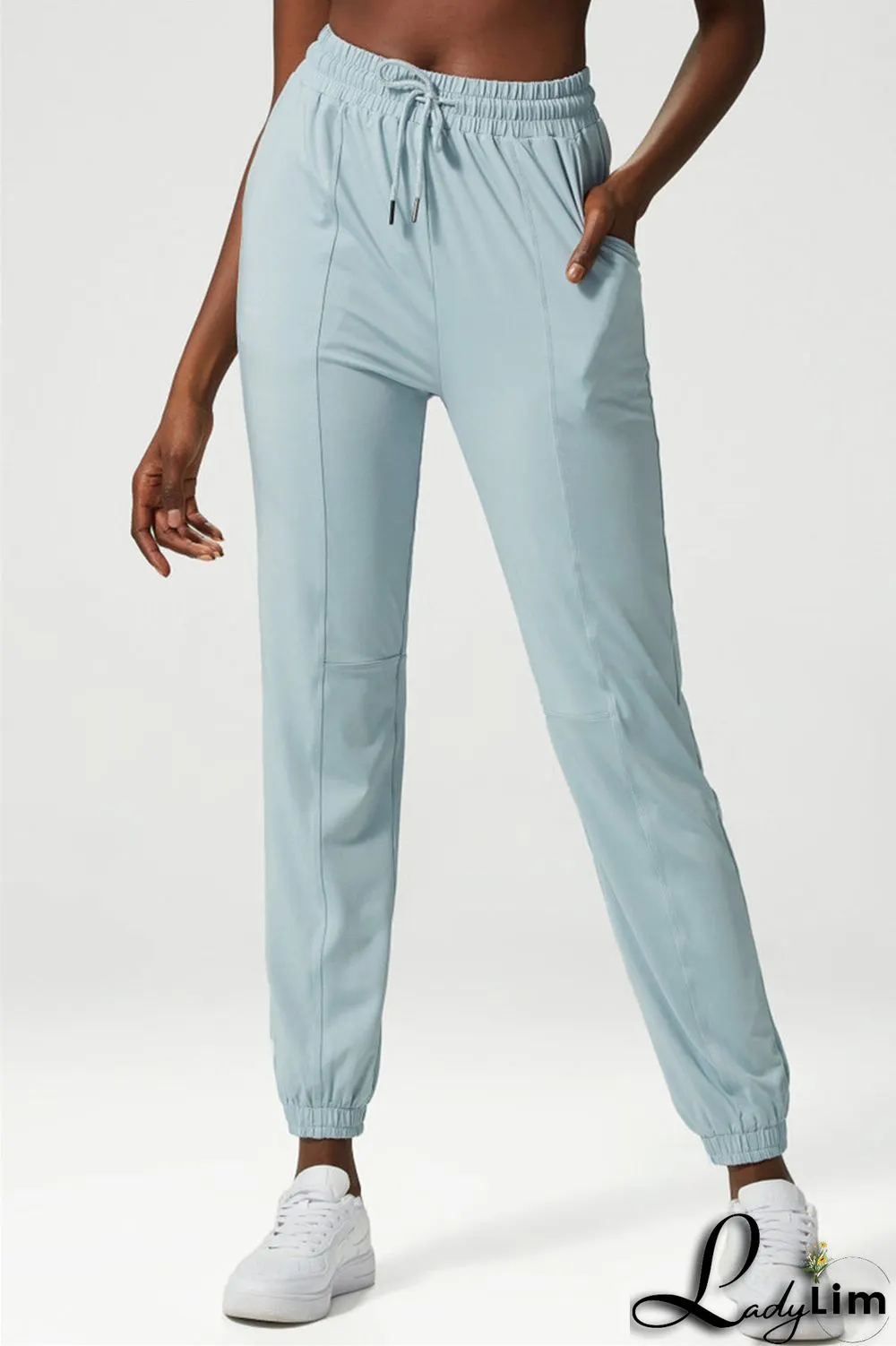 Apricot Casual Sportswear Solid Patchwork Regular High Waist Trousers