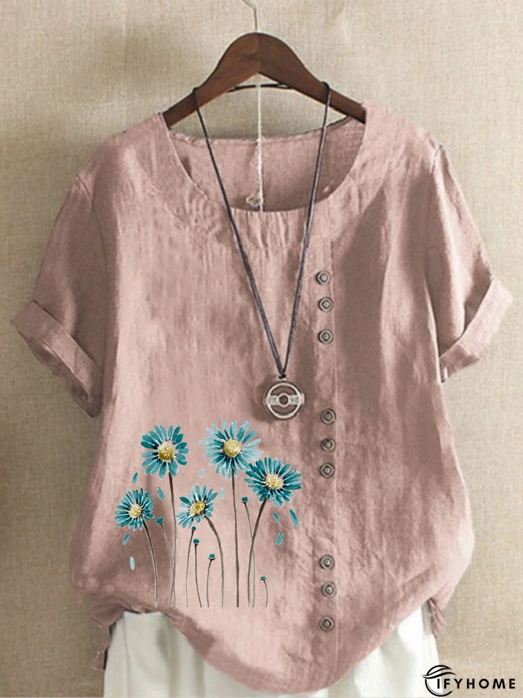 Sleeveless Floral-Print Floral T-shirt | IFYHOME