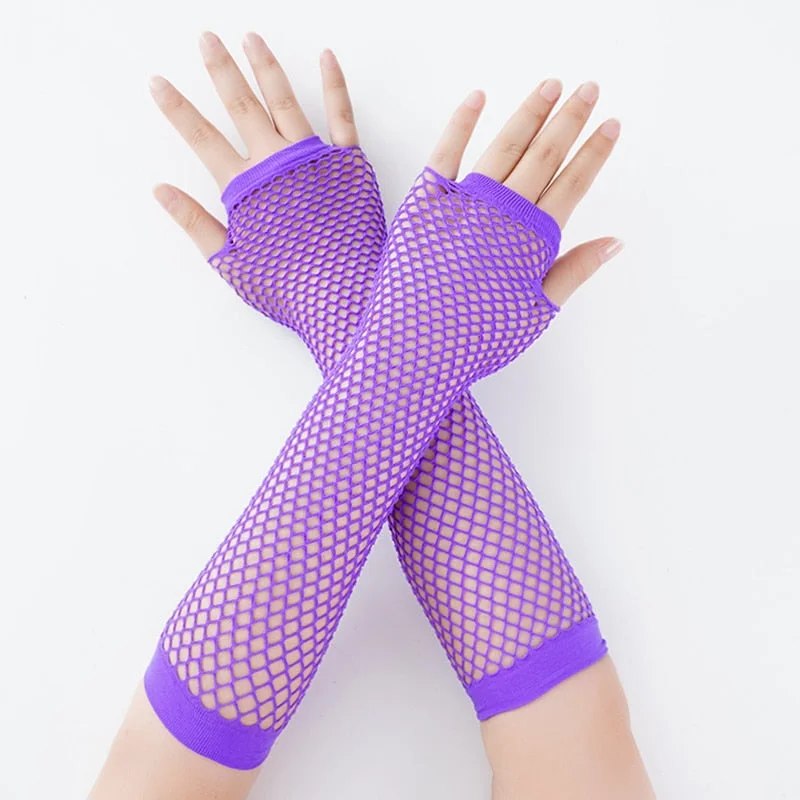 New Fashion Neon Fishnet Fingerless Long Gloves Leg Arm Cuff Party Wear Fancy Dress for Womens Sexy Beautiful Arm 2021