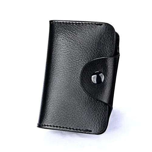 PURDORED 1 Pc Men Card Holder Genuine Leather Business Card Holder Wallet Women Credit Card Case Unisex  Zipper Coin Purse