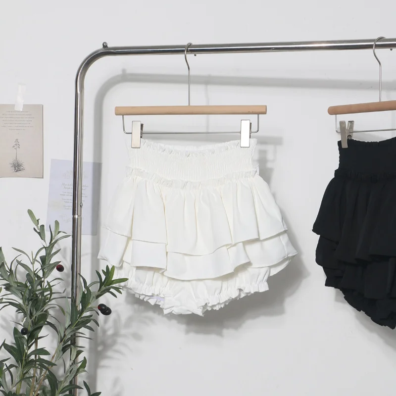 Uveng The Real Shot Of The Ballet Style White Fluffy Half Skirt Woman Loose High Waist Cake Skirt A Word Super Short Skirt 8879