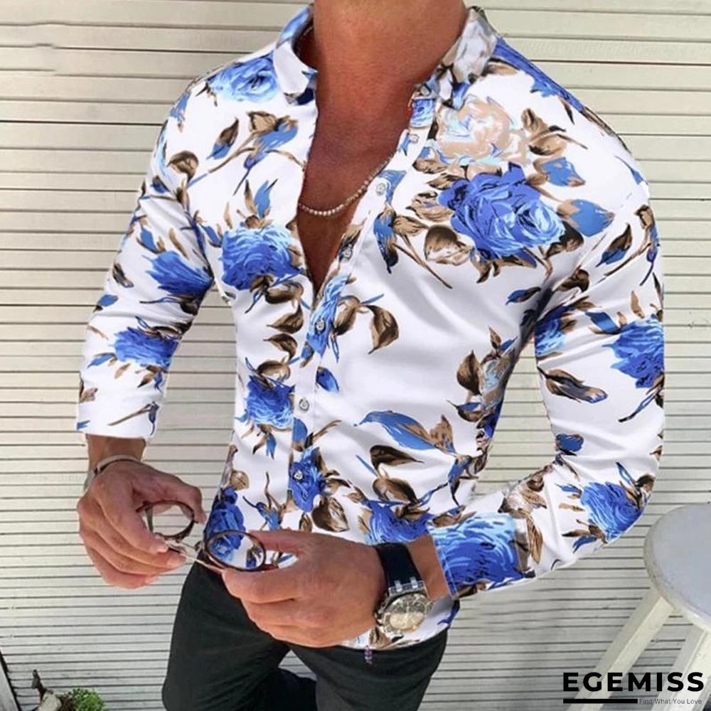 Men's Fashion Casual Plus Size Lapel Print Shirts | EGEMISS