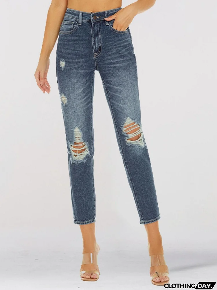 Distressed Skinny Cropped Jeans