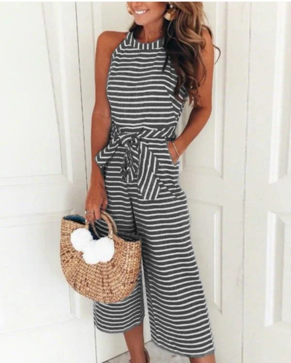 striped vacation casual jumpsuit p213965