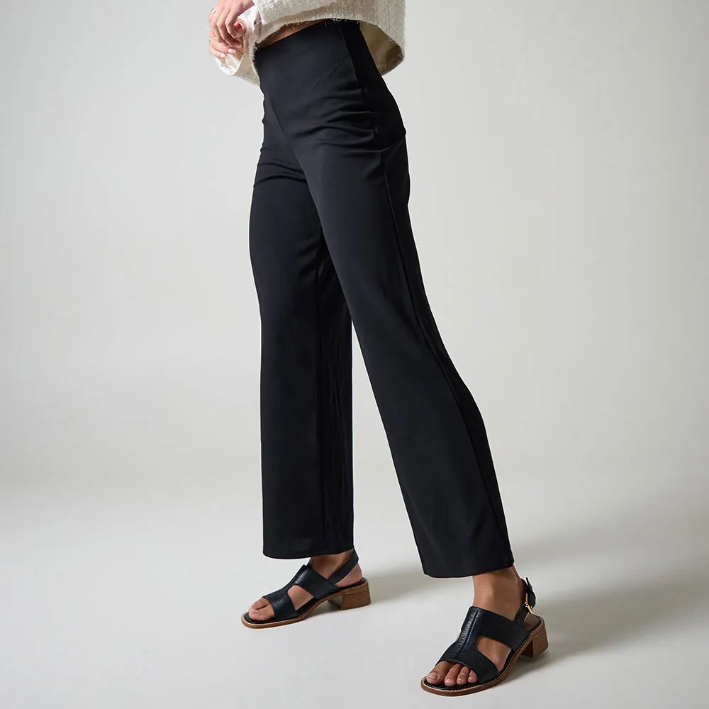 Black Vegan Leather Open Square Toe Slingback Low Heel Sandals