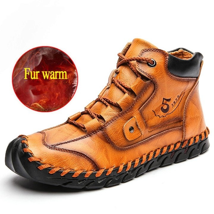 Men's Leather Comfort Casual Daily Outdoor Walking Waterproof Ankle Boots | ARKGET