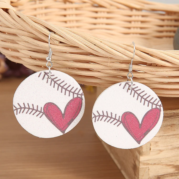 Baseball Heart Earrings-Annaletters