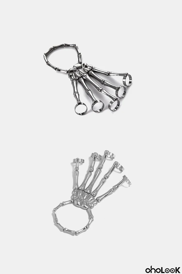 Halloween 2-Pack Skeleton Hand 5-Finger Bracelet and Ring Combo