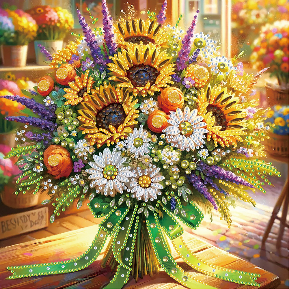 Sunflower Bouquet 30*30cm(canvas) special shaped drill diamond painting