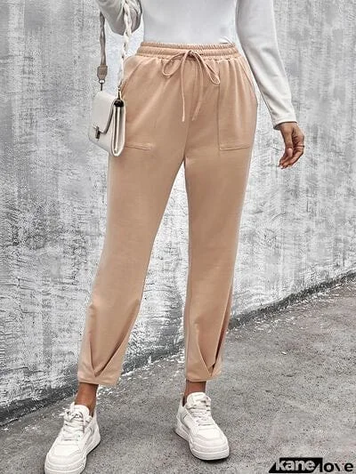 Drawstring Straight Pants with Pockets