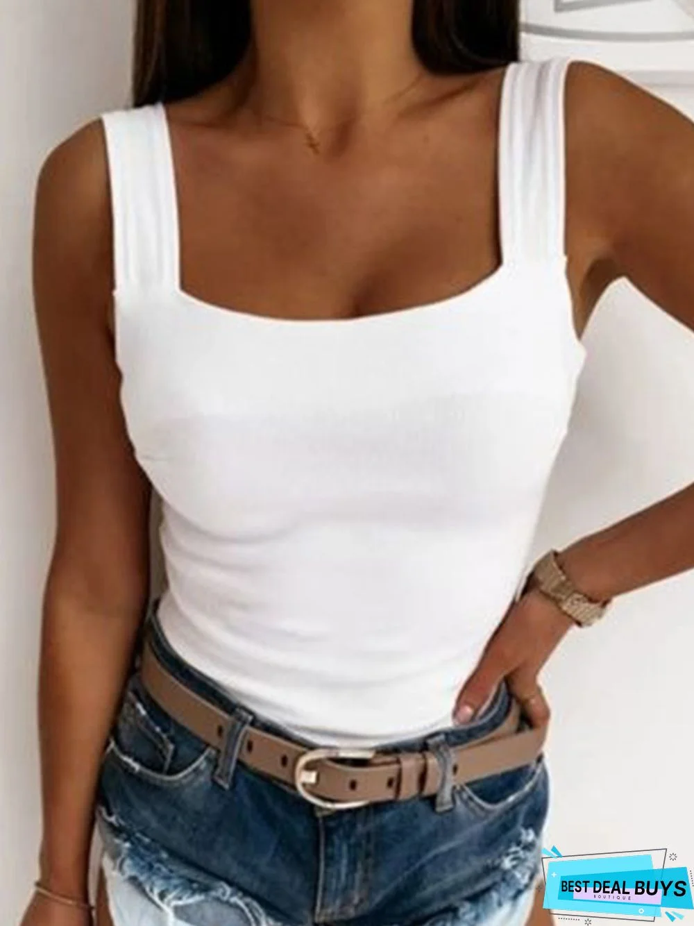 Sexy Skinny Solid Sleeveless Knit Tank