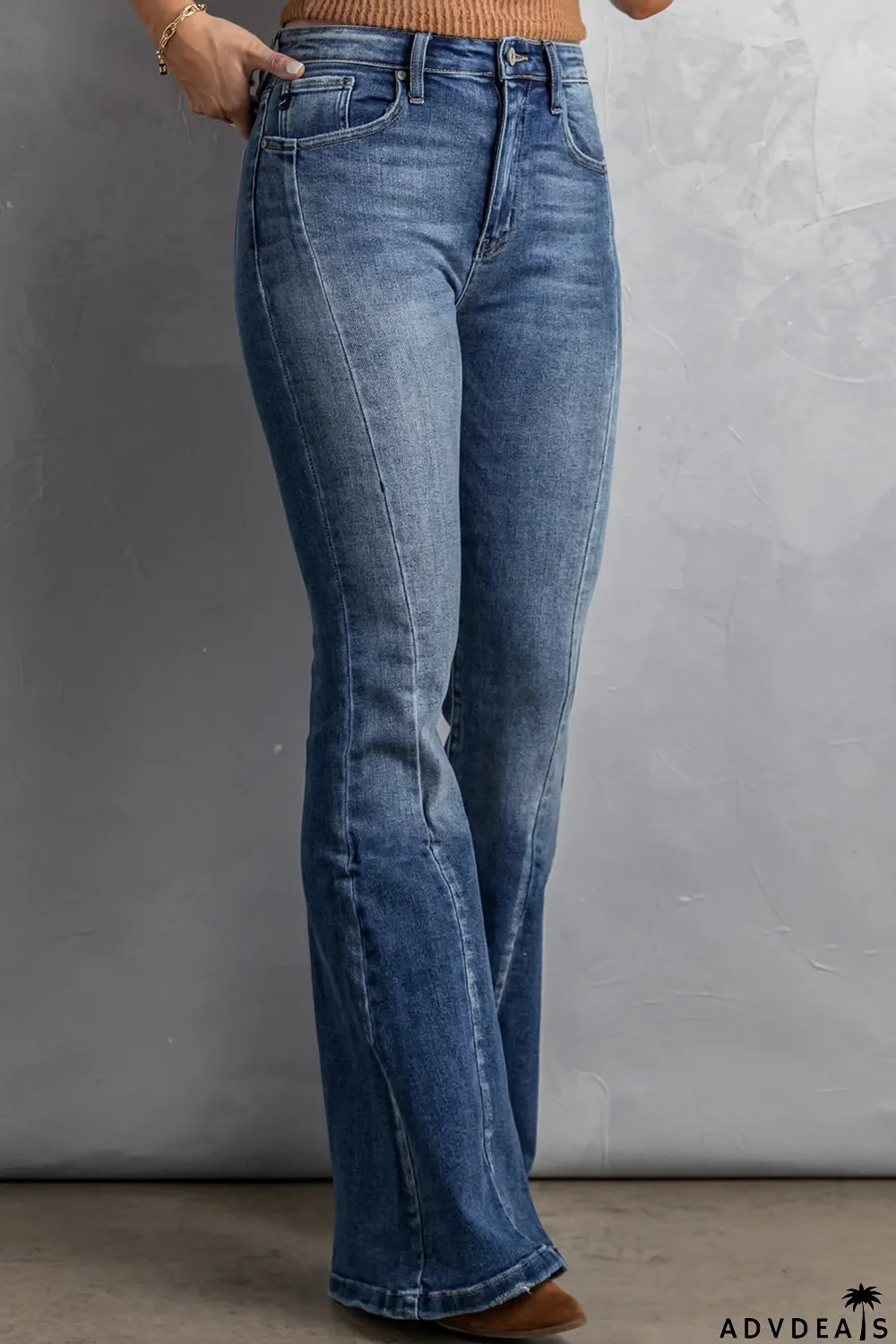 Blank Apparel - High Waist Flare Jeans with Pockets