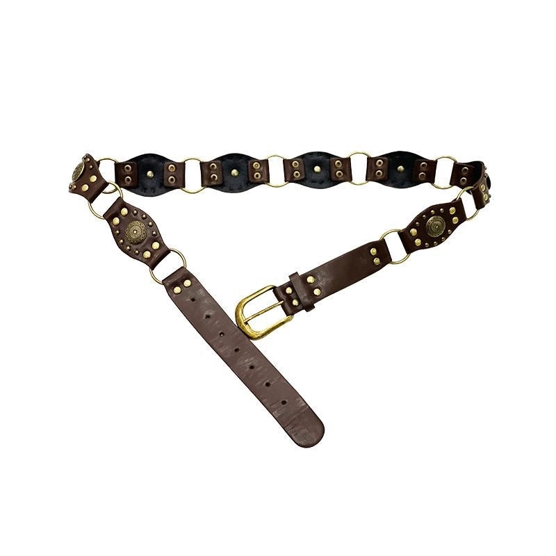 Western Denim American Style Retro Belt New Brown Belt Jeans Korean Style Waist