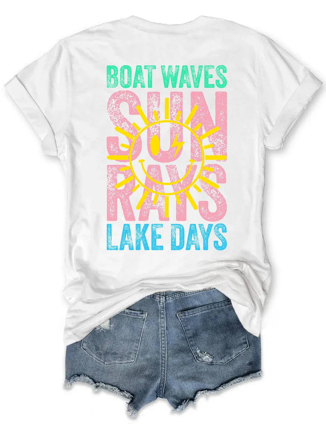 Boat Waves Sun Rays Lake Days T-shirt