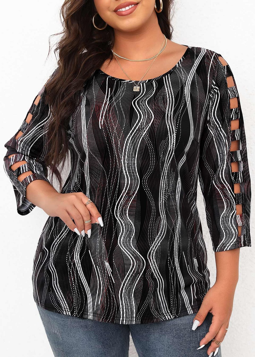 Ladder Cutout Plus Size T Shirt