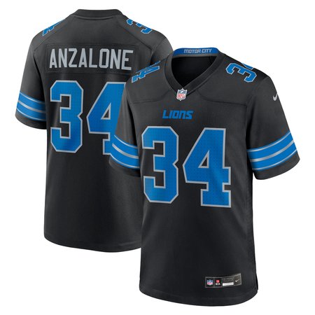 Men's Detroit Lions Alex Anzalone  Black 2nd Alternate Game Jersey