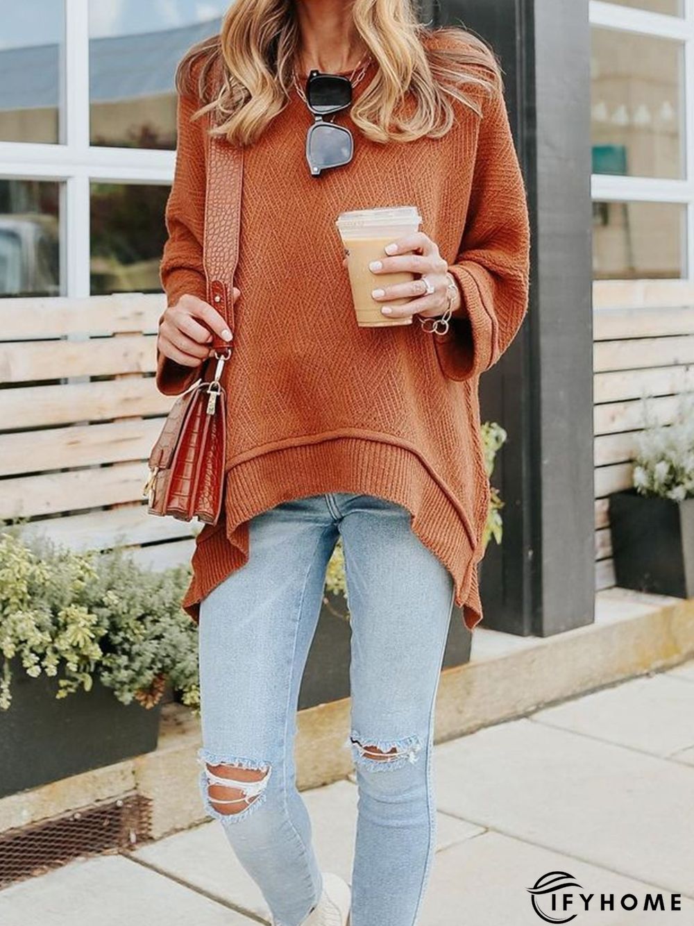 Casual Plain Knitting Sweater | IFYHOME