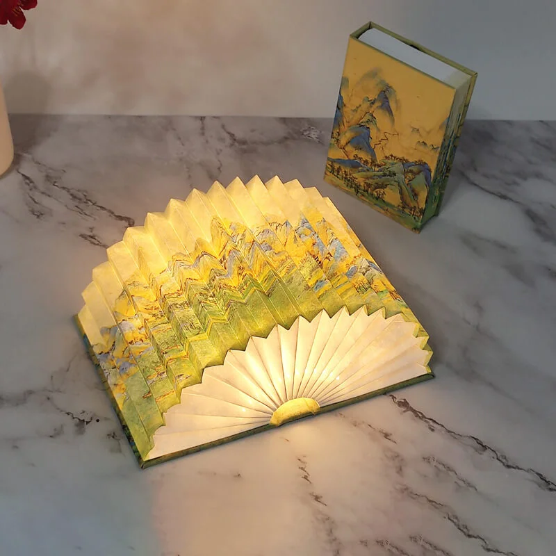 Oriental  Foldable LED Book Lamp With Mountains Design Lights For Home Decor and Gifts