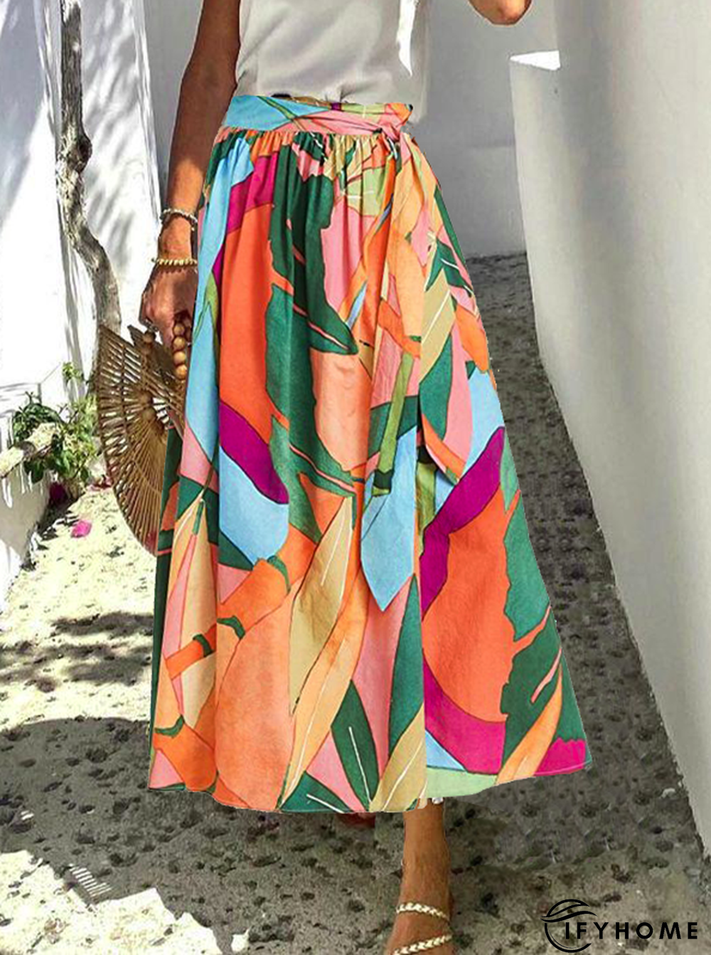 Leaves Cotton Blends Loosen Skirts | IFYHOME