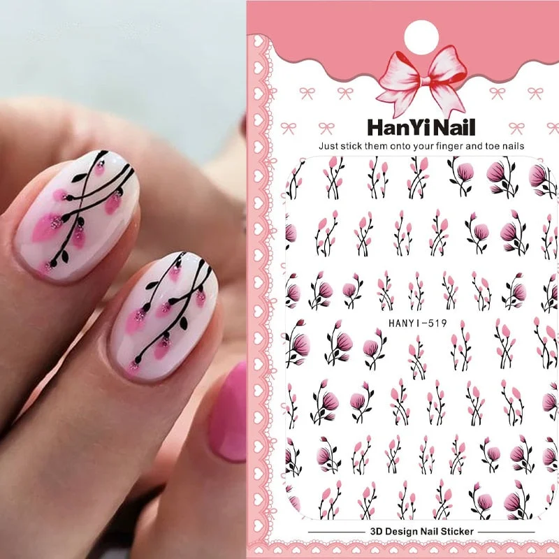 Holographic Fall Nail Foils Stickers Flower Leaf Maple Plants Self Adhesive Transfer Decals Sliders 3D Charms Nail Art Decor-Nail Inspo