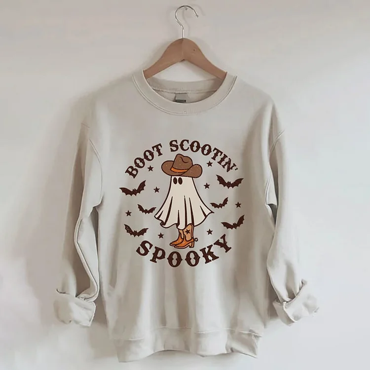 Comstylish Boot Scootin Spooky Print Sweatshirt