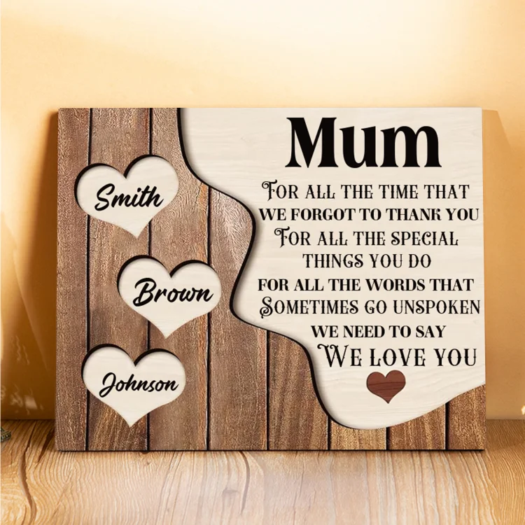3 Names-Personalized Mum Wooden Frame Custom Names Home Decoration for Mother