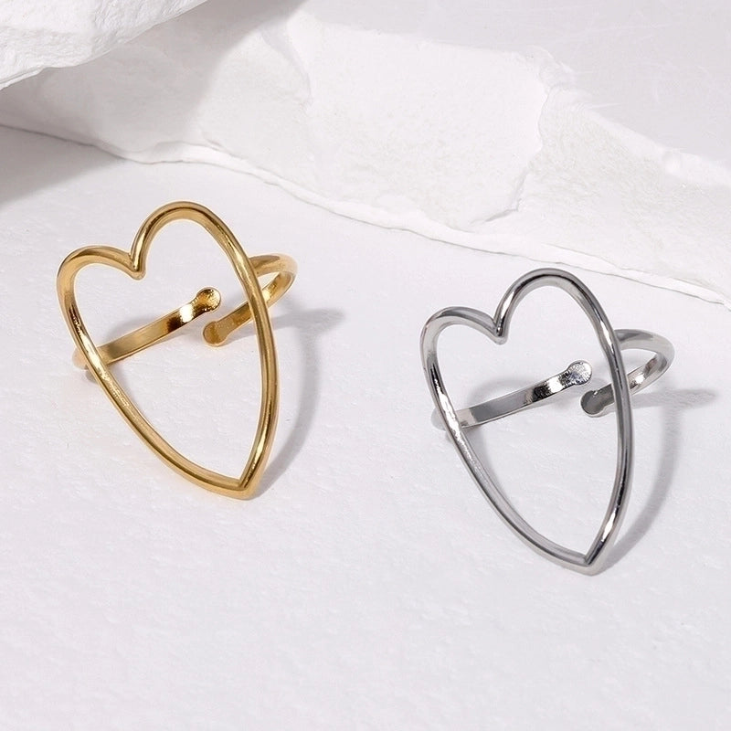 304 Stainless Steel 18K Gold Plated Sweet Plating Heart Shape Rings