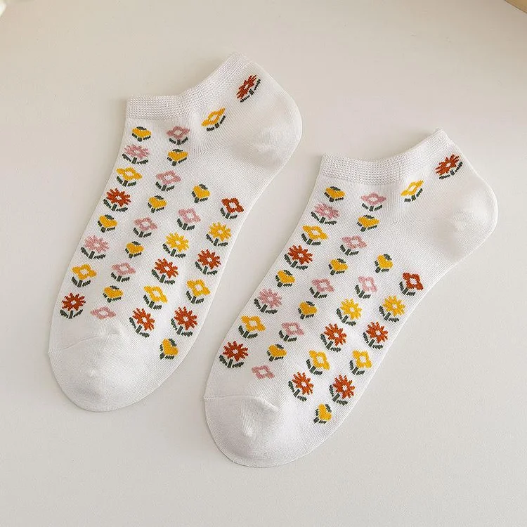 Yellow Flower Short Socks