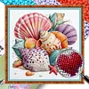 Seashell Posy Glass Bead Partial 11CT DIY Stamped Cross Stitch Kits for Beginners Adults Home Decor Cross Stitch Art and Crafts Kits 14.04x14.04in tapestrymarket
