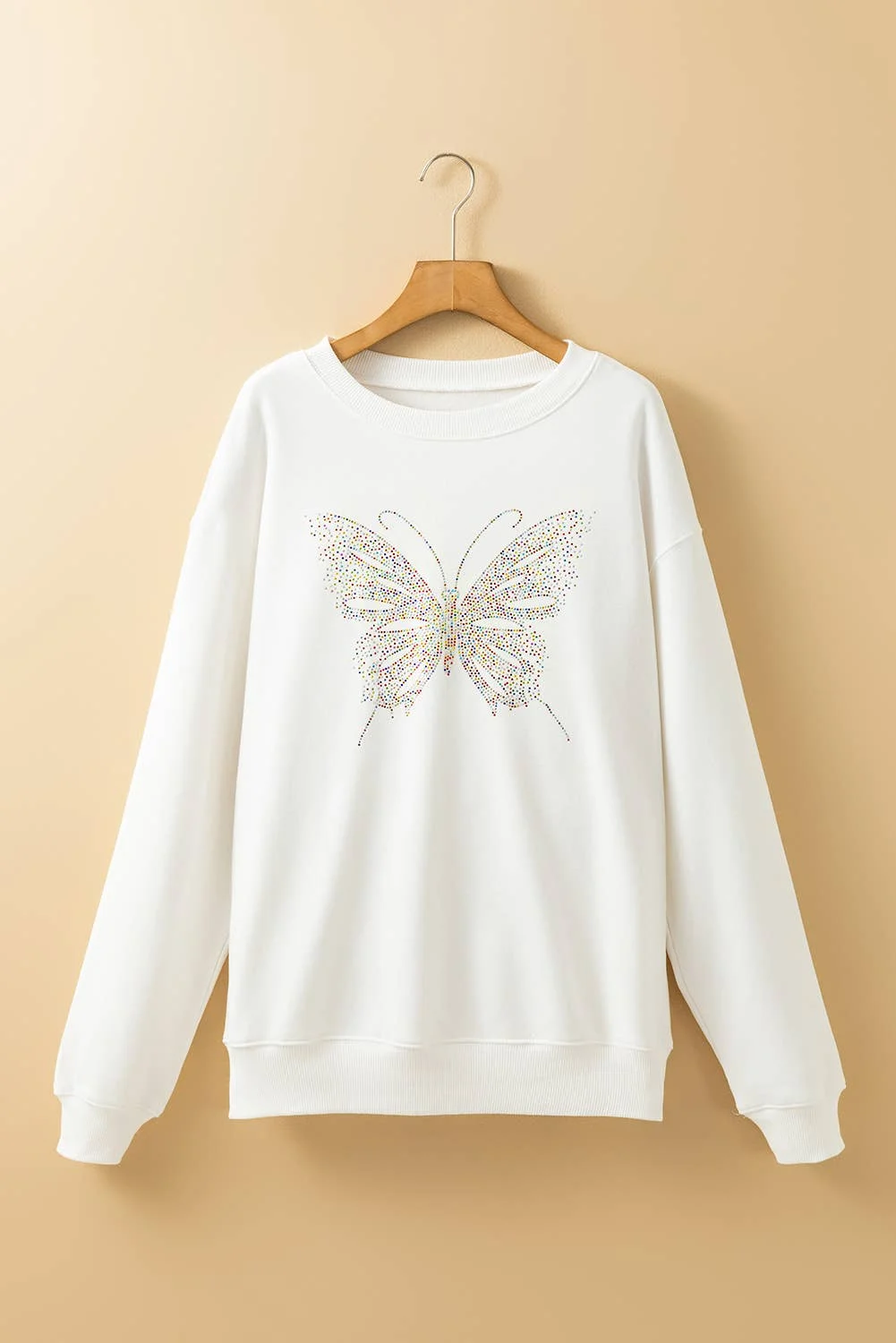 Rhinestone Butterfly Graphic Oversized Sweatshirt