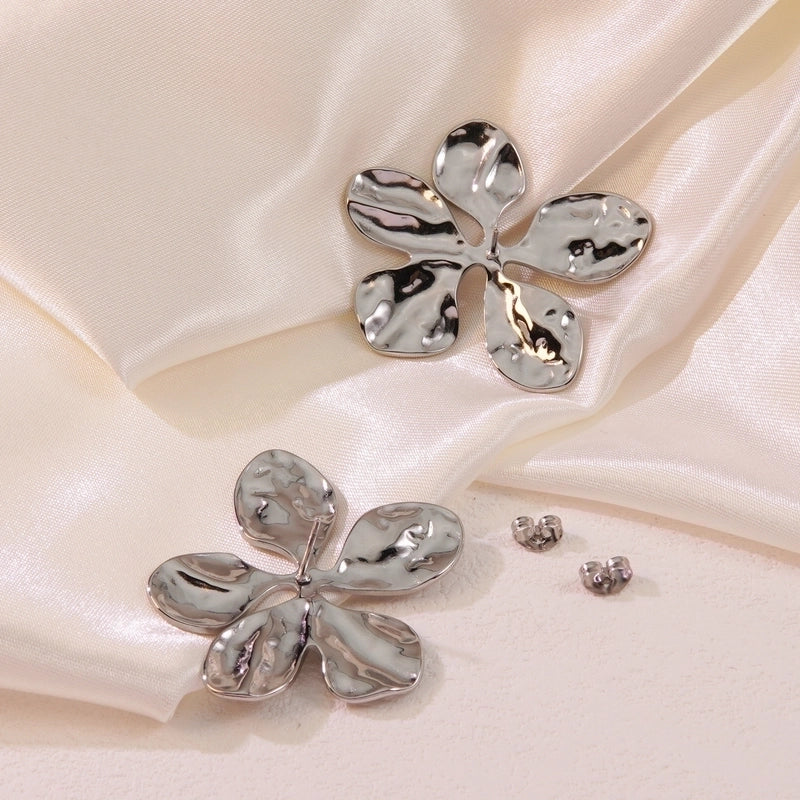 1 Pair Exaggerated Sweet Cool Style Flower Plating 304 Stainless Steel Imitation Gold  Ear Studs