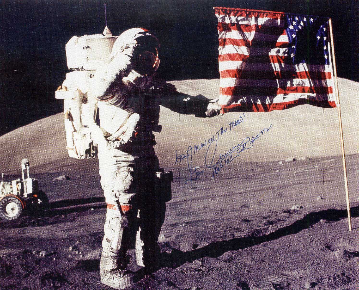 GENE CERNAN Signed 'Moon' Photo Poster paintinggraph - Apollo 17 'Last Man on the Moon' preprint