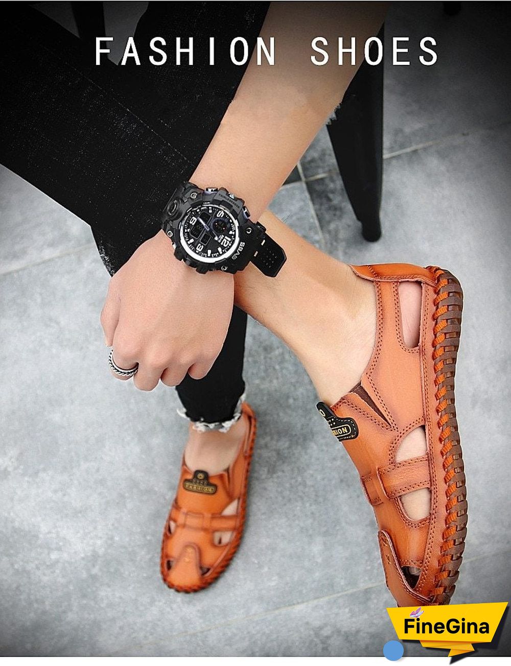 Leather Men Sandals Outdoor Flip Flop Casual Shoes Men Shoes