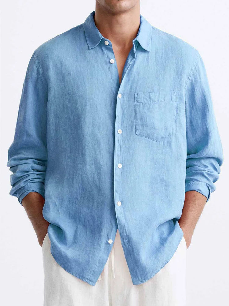 Men's Fashionable Casual Comfortable Pocket Long Sleeve Shirt
