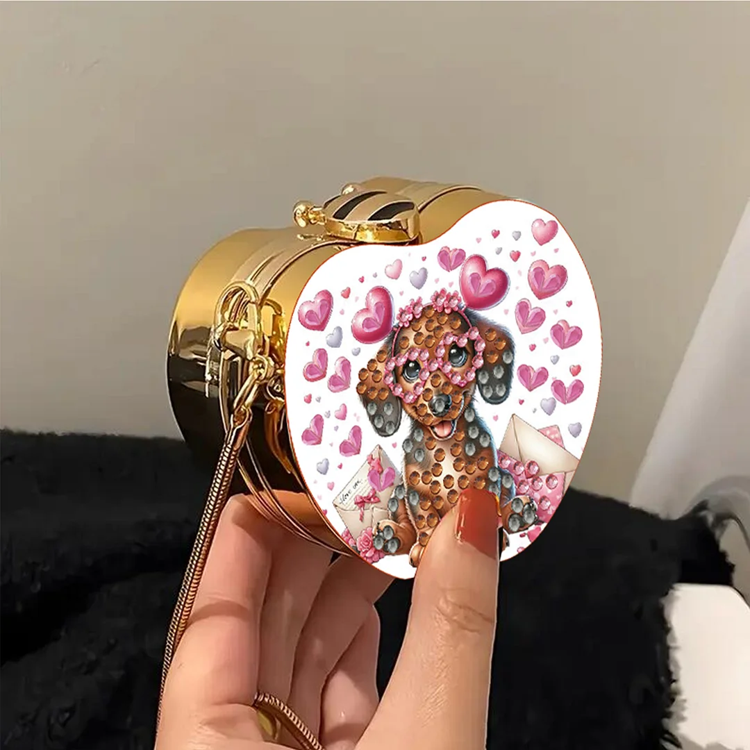 Dachshund DIY Acrylic Love Art Diamond Painting Coin Purse with Chain for Women