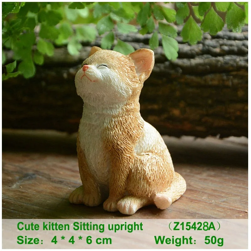 Cute Kittens Cat Figurine Micro Landscape Ornaments Decorative Figurines Garden Desk Deco Home Decoration Maison et Jardin
