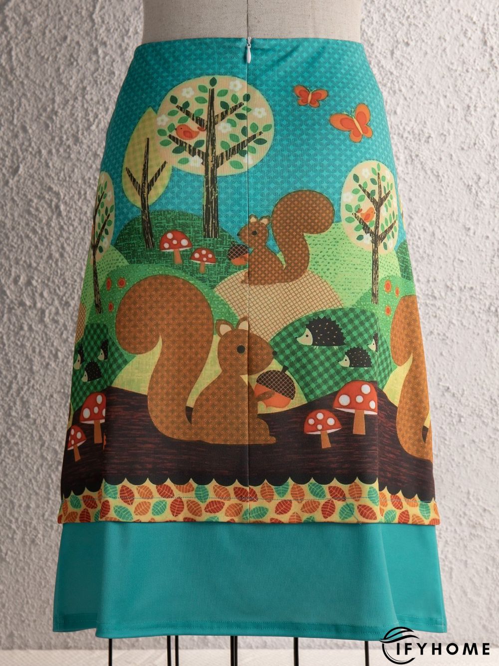 Green Vintage A-Line Animal Printed Skirt | IFYHOME
