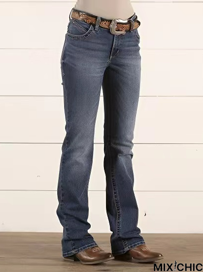 Casual Plain Denim Jean Without Belt