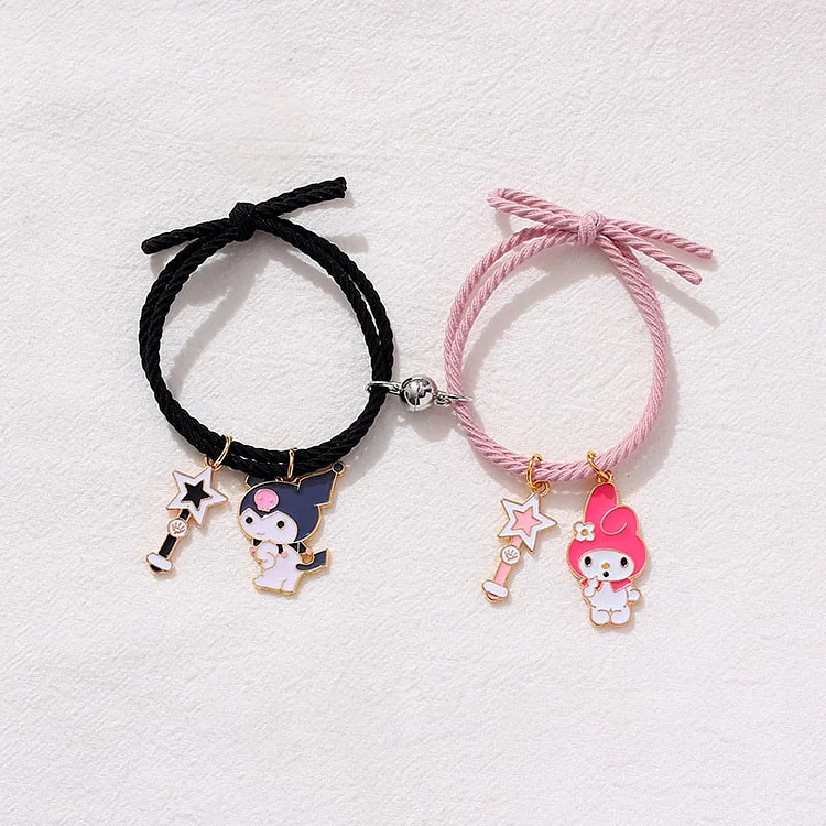 Fashion Sanrio Accessories Kuromi My Melody StellaLou Couple Girlfriends Cartoon Magnetic Aluminum Alloy Bracelet For Girls Gift