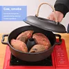 Cast Iron Roasted Sweet Potato Pan W/Lid Garlic Roaster for Picnic Camping Patio