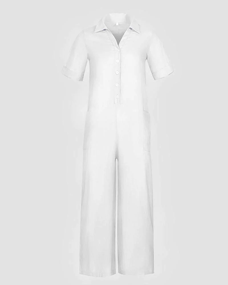 Casual jumpsuit with pockets and buttons