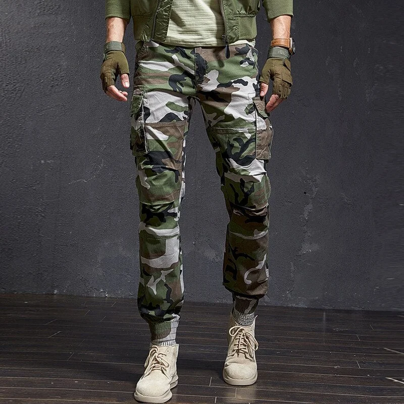 Aonga Fashion High Quality Slim Military Camouflage Casual Tactical Cargo Pants Streetwear Harajuku Joggers Men Clothing Trousers