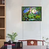 Dinosaurierland - runder Bohrer Diamantmalerei - 60 * 45 cm (Große Größe Teil-AB-Bohrer)