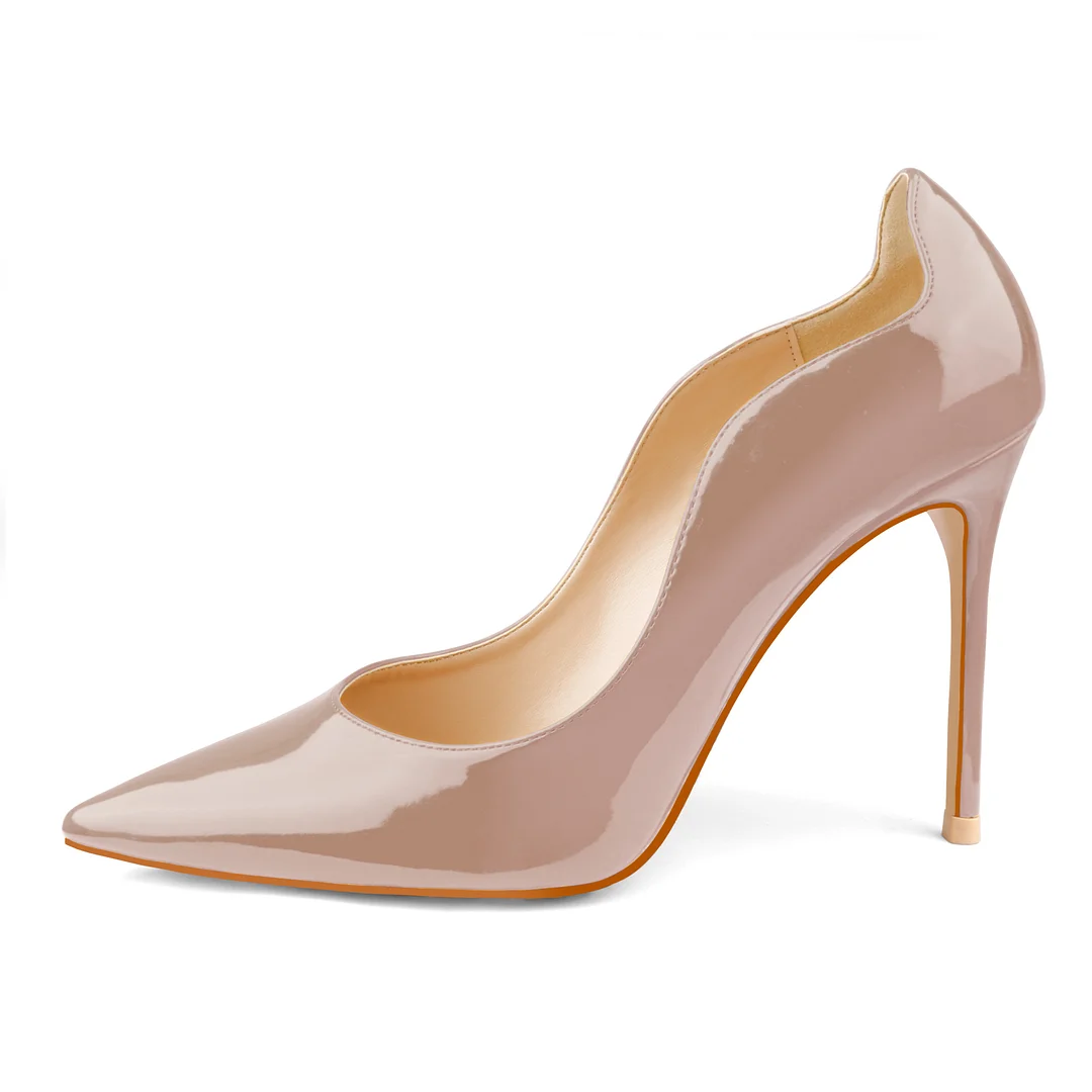 10CM/4 inch Stiletto Curve Cut-Out Heels Pumps Pointed Toe Wave