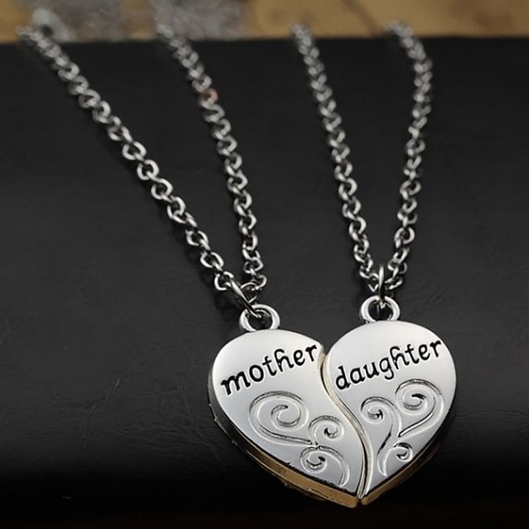 YOY-New 2Pcs/Set Mother Daughter Love Heart Necklace