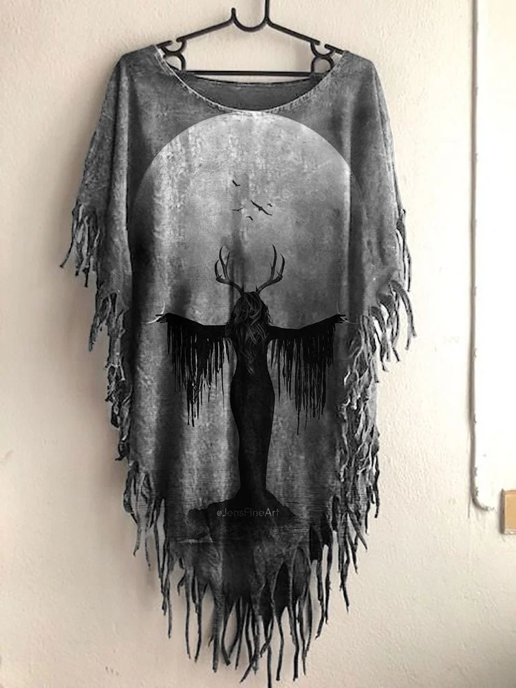Women's Halloween Vintage Witch Print Top