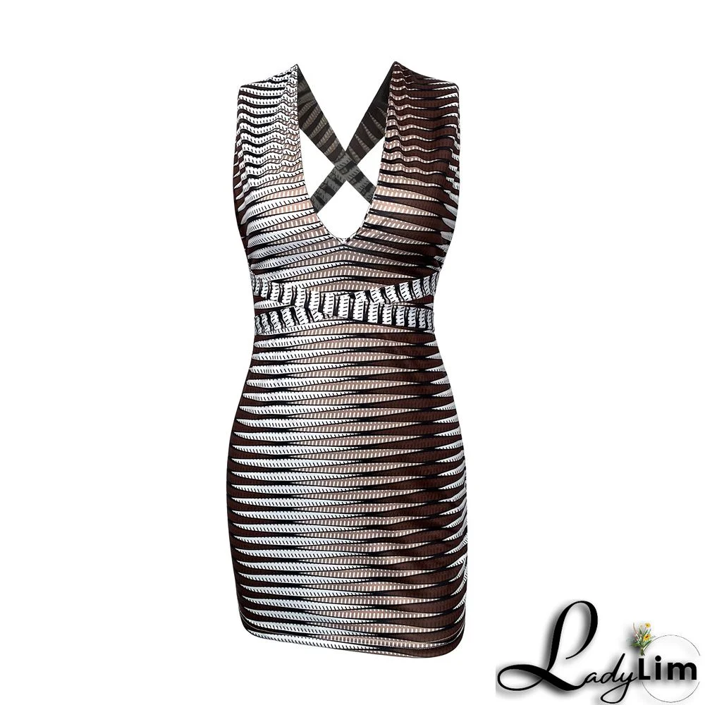 Women Summer Lace-Up Sleeveless Backless Mini Dress